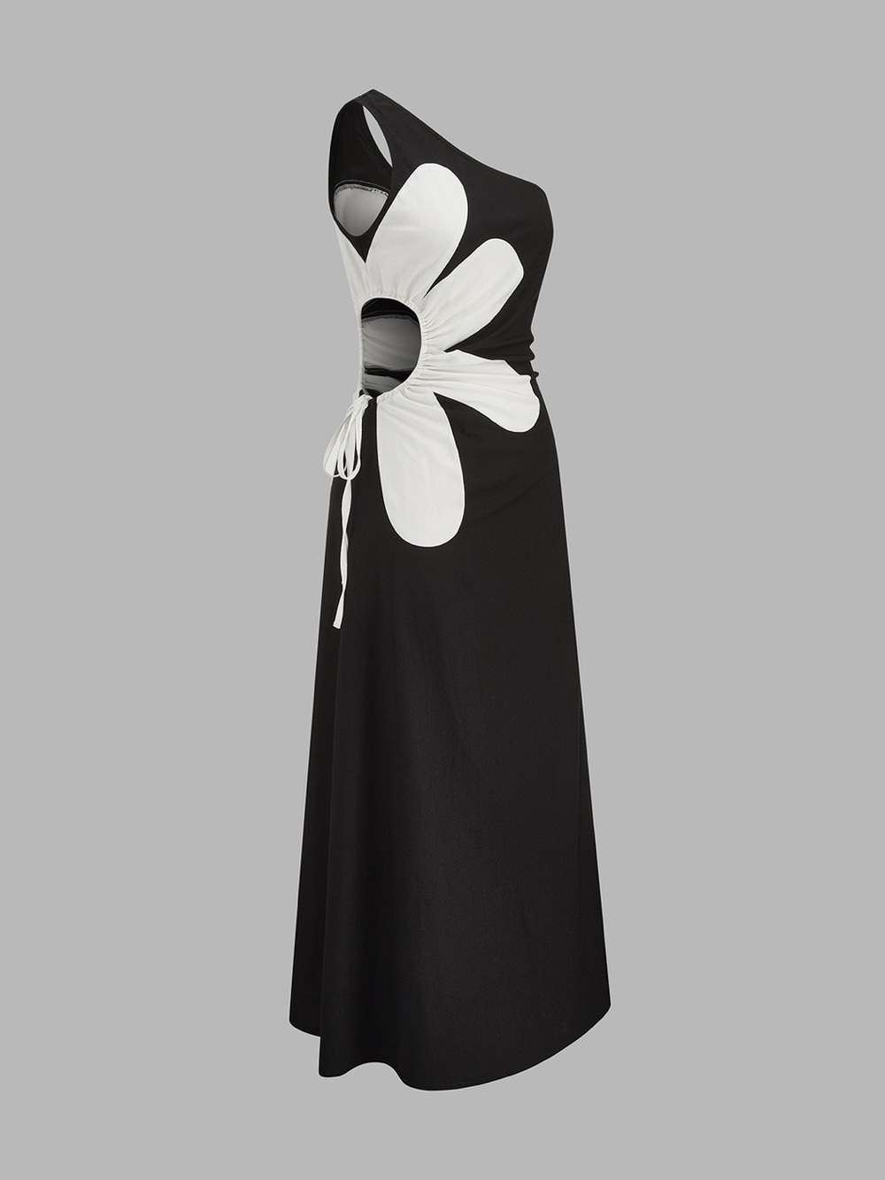 Commense One Shoulder Big Floral Cutout Maxi Dress - Picture 4 of 15